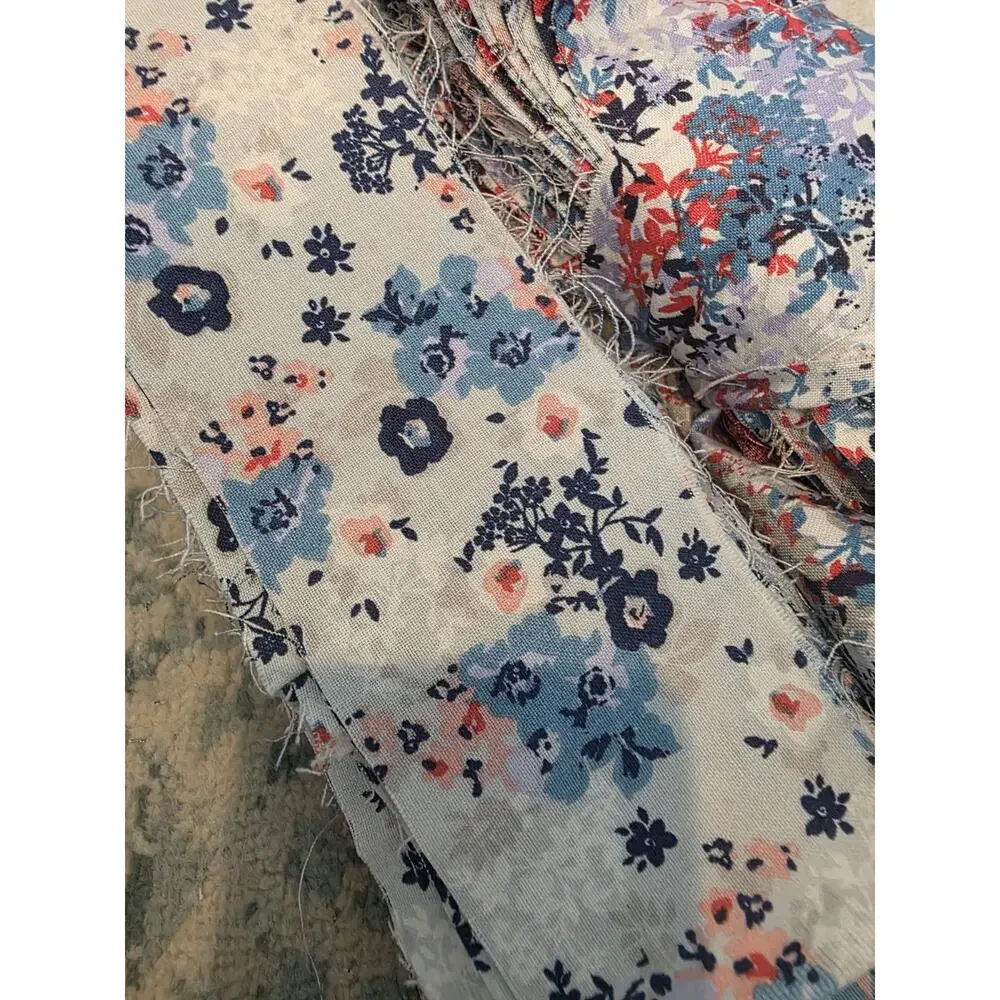 Unbranded Quilting Fabric Strip‎ Bundle Floral Red Blue Cotton Scrap Pack 40+...